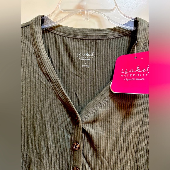 NWT Ingrid & Isabel Elbow Sleeve V-Neck Henley Maternity Top in Size S - Picture 3 of 3